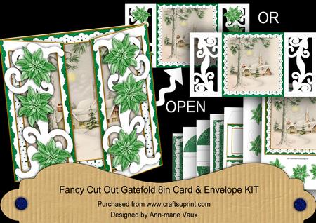 Christmas Winter Pub Fancy Swirl Gatefold Card & E Kit