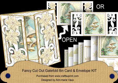 Snowbells Cream Fancy Swirl Gatefold Card & E Kit