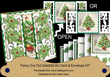 Elegant Tree Green Fancy Swirl Gatefold Card & E Kit