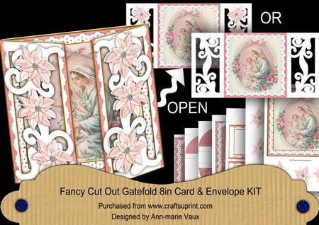 Mother Mary Pink Fancy Swirl Gatefold Card & E Kit