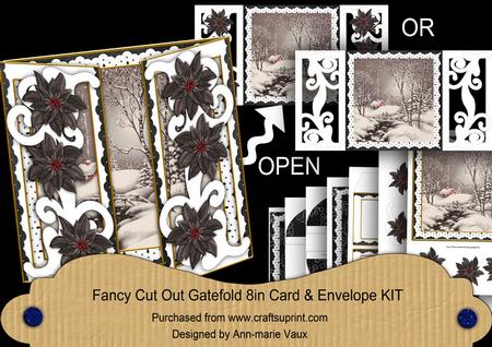 Winter Walk Black Fancy Swirl Gatefold Card & E Kit