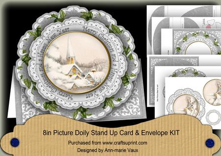 Ice Church m Christmas Happy N Year Picture Doily C & E Kit