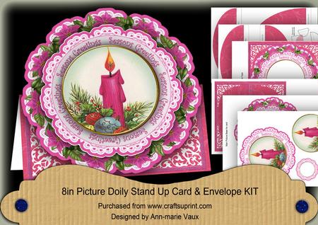 Cerise Candle Seasons Greetings Picture Doily C & E Kit