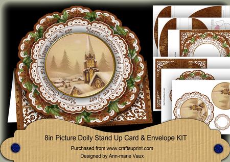 Snowsteeple m Christmas Happy N Year Picture Doily C & E Kit