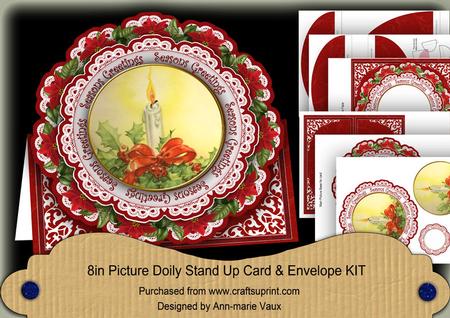 Single Candle Seasons Greetings Picture Doily C & E Kit