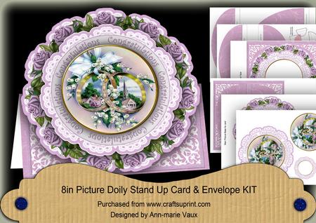 Lilac Wedding Rings Congratulations Picture Doily C & E Kit