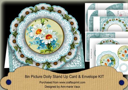 Blue Daisies Happy Birthday Picture Doily C & E Kit