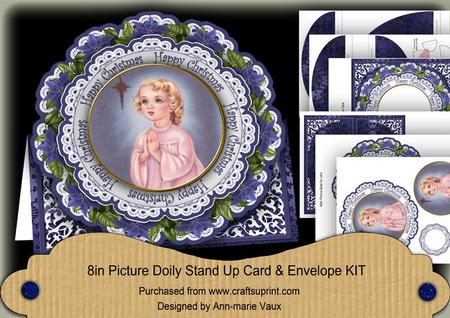 Blue Pray Girl2 Happy Christmas Picture Doily C & E Kit