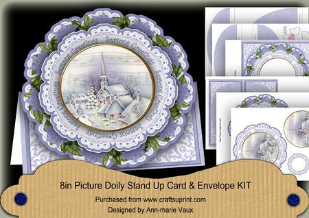 Blue Church Seasons Greetings Picture Doily C & E Kit
