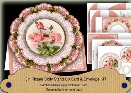 Pink Roses Happy Birthday Picture Doily C & E Kit