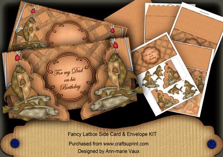Borange Fishing Dad Birthday Fancy Lattice 3D Card Kit