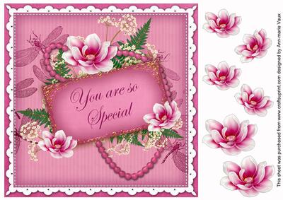 Cerise Magnolia You Are Special 8in Decoupage Topper
