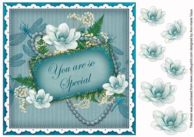 Teal Magnolia You Are Special 8in Decoupage Topper