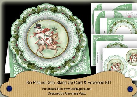 Christmas Ride Seasons Greetings Picture Doily C & E Kit