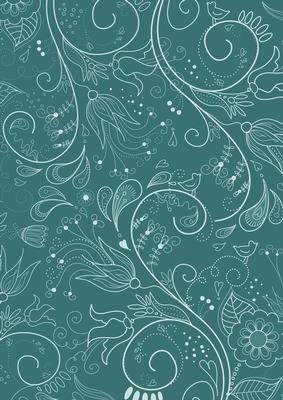 Dusky Teal Floral Lace Darks A4 Backing Paper
