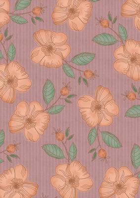 Dusky Pink Big Peach Flora Colour A4 Backing Paper
