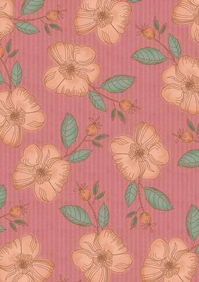 Pink Big Peach Flora Colour A4 Backing Paper