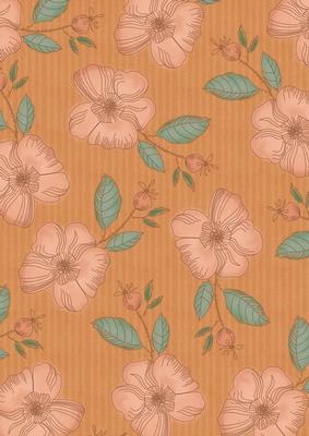 Borange Big Peach Flora Colour A4 Backing Paper
