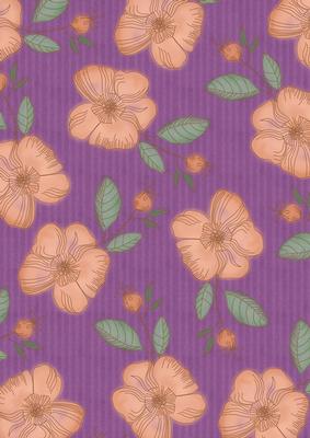 Purple Big Peach Flora Colour A4 Backing Paper