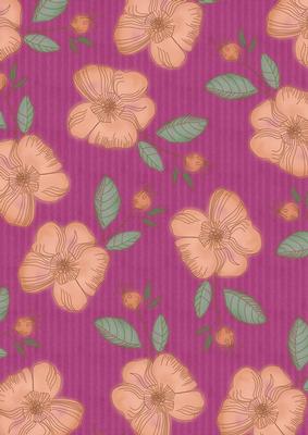 Cerise Big Peach Flora Colour A4 Backing Paper
