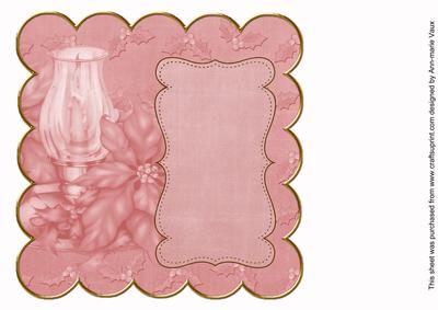 Pink Candle Lantern All Colour 8in Scallop Insert Panel