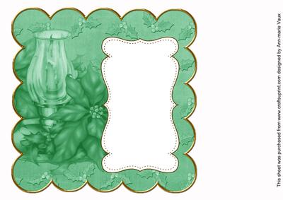 Dark Green Candle Lantern White 8in Scallop Insert Panel