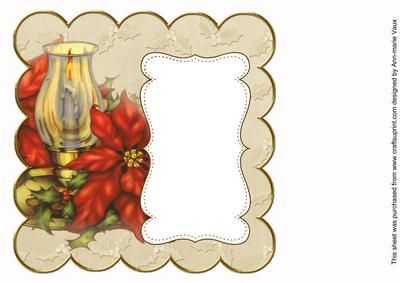 Cream Candle Lantern Picture 8in Scallop Insert Panel