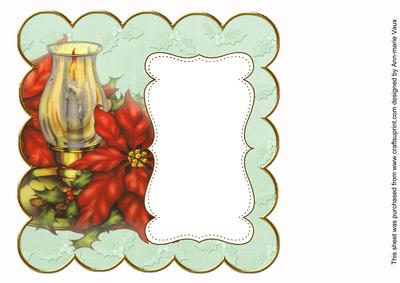Mid Green Candle Lantern Picture 8in Scallop Insert Panel