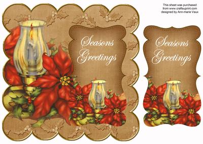 Vtea Candle Lantern Seasons Greetings 8in Scallop Topper