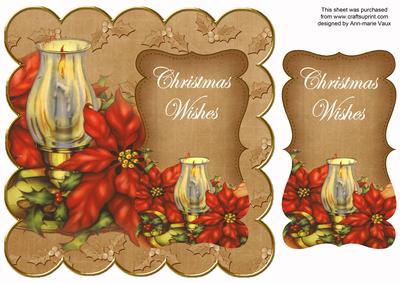 Vtea Candle Lantern Christmas Wishes 8in Scallop Topper