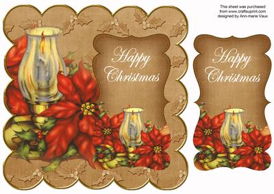 Vtea Candle Lantern Happy Christmas 8in Scallop Topper