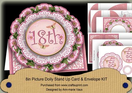 Pink Blossom 18th Birthday 3D Picture Doily C & E Kit