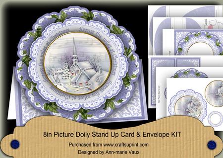 Blue Church Across the Miles 3D Picture Doily C & E Kit
