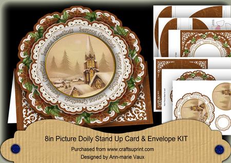 Snow Steeple Seasons Greetings 3D Picture Doily C & E Kit