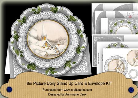 Ice Church Wish U Happy Christmas 3D Picture Doily C & E Kit
