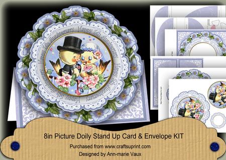 Love Ducks Blue 5th Anniversary 3D Picture Doily C & E Kit
