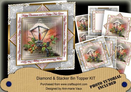 Lantern Sil Happy Christmas Hny Diamond Megacoupage Cf Kit