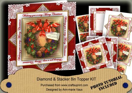 Red Wreath Wu Merry Christmas Diamond Megacoupage Cf Kit