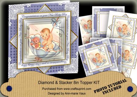 New Baby Boy Congratulations Diamond Megacoupage Cf Kit