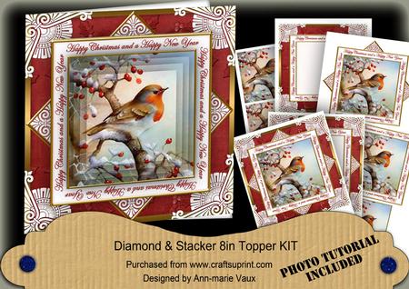 Red Robin Happy Christmas Hny Diamond Megacoupage Cf Kit