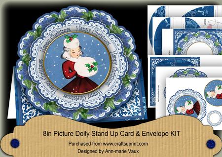 Winter Lady Happy Christmas 3D Picture Doily C & E Kit