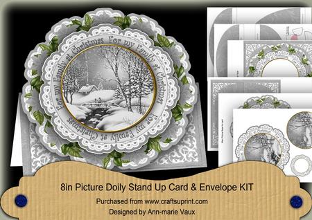 Winter Walk Family at Christmas 3D Picture Doily C & E Kit