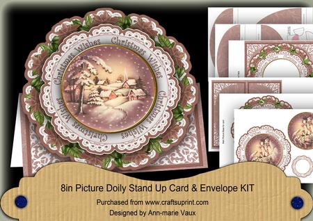 Snowy Village Christmas Wishes 3D Picture Doily C & E Kit