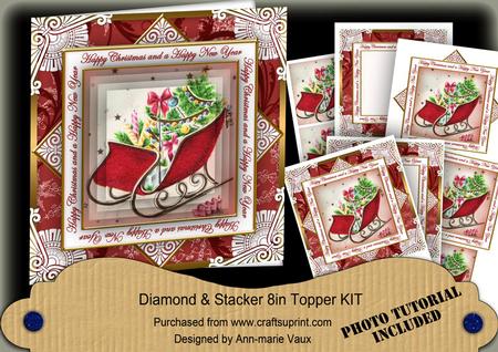 Red Sleigh Happy Christmas Hny Diamond Megacoupage Cf Kit