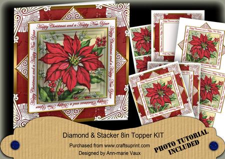Red Poinsettia Happy Christmashny Diamond Megacoupage Cf Kit