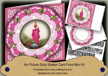 Cerise Candle Happy Christmas 8in Doily Shaker Cf Mini Kit