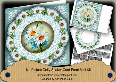 Blue Daisy Happy Birthday 8in Doily Shaker Cf Mini Kit