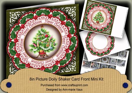 Elegant Treeg Happy Christmas 8in Doily Shaker Cf Mini Kit