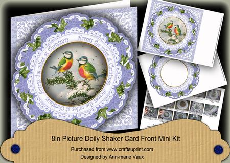 Blue Tits Across the Miles 8in Doily Shaker Cf Mini Kit