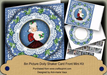 Winter Lady Happy Christmas 8in Doily Shaker Cf Mini Kit